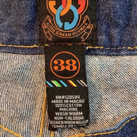 Gino Green Global Straight Leg Button-Fly Denim Jeans Blue Mens Size 38 - Picture 10 of 13